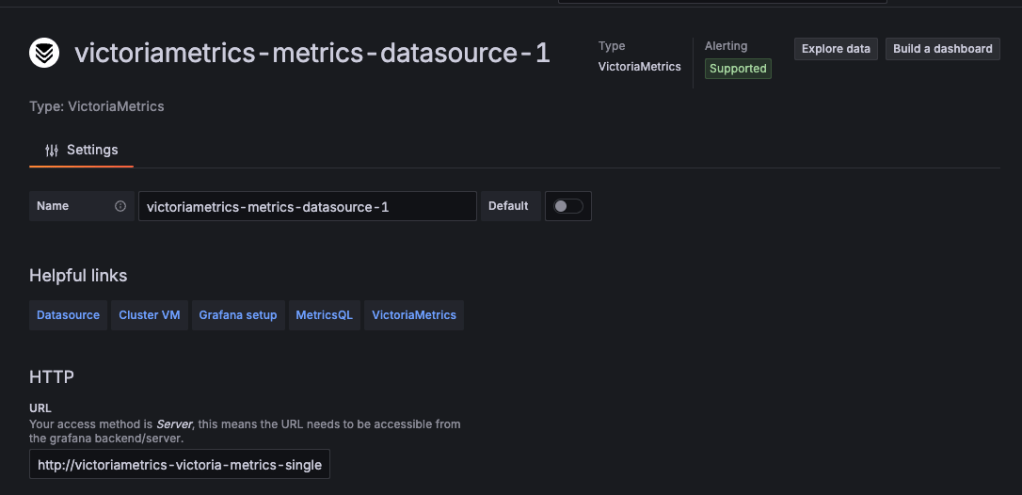 A screenshot of VictoriaMetrics in Grafana dashboard
